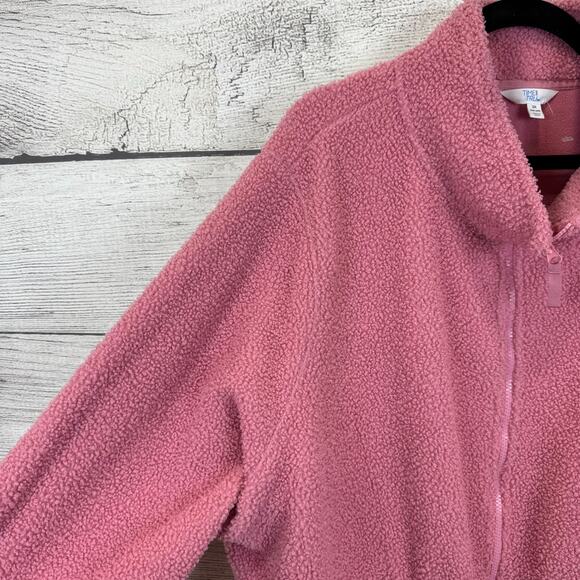 Time & Tru Plus Size Pink Sherpa Textured Waisted Jacket Size 3X - Picture 4 of 9